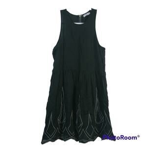 Tobi Black Cotton Geometric Embroidered Dress Size M